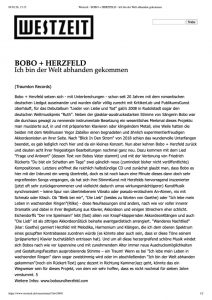 Westzeit - BOBO + HERZFELD - Ich bin der Welt abhanden gekommen